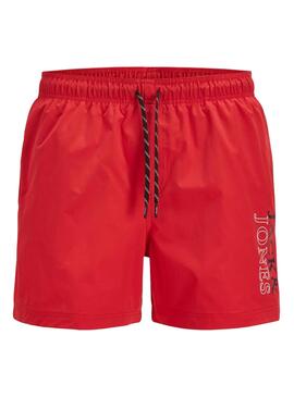 Maillot de bain Jack And Jones Maui rouge pour garçon.