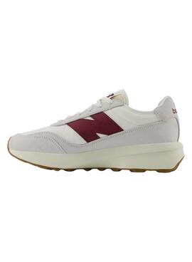 Chaussures New Balance U370 blanches et bordeaux pour femmes et hommes