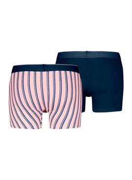 Pack de caleçons Levis à rayures verticales bleu marine et rose pour homme