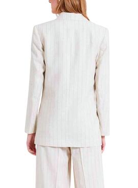 Veste américaine Naf Naf à rayures diplomatiques beige pour femme