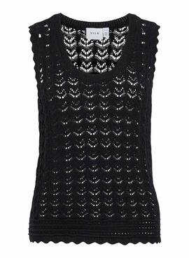 Haut  Vila Vidolise en crochet noir pour femme