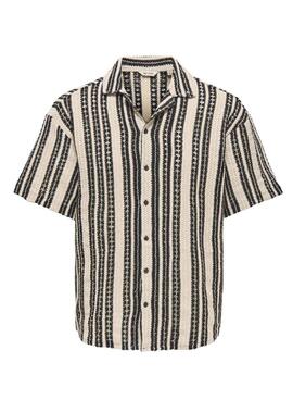Chemise Only and Sons Dani crochet beige pour homme
