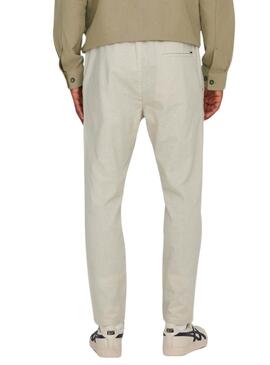 Pantalon Only and Sons Linus coupe beige pour homme