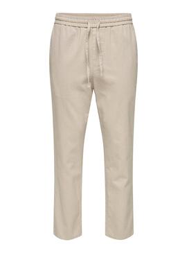 Pantalon Only and Sons Linus coupe beige pour homme
