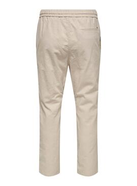 Pantalon Only and Sons Linus coupe beige pour homme