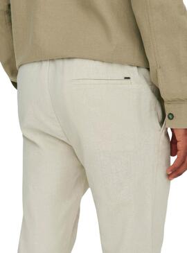 Pantalon Only and Sons Linus coupe beige pour homme