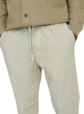 Pantalon Only and Sons Linus coupe beige pour homme