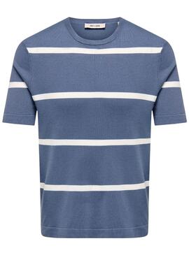 T-shirt Only and Sons Wyler à rayures bleues pour homme