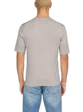 T-shirt en tricot Only and Sons Wyler gris pour homme