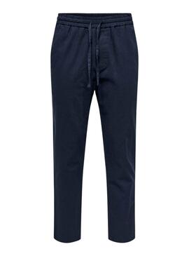 Pantalon Only and Sons Linus bleu marine pour homme.