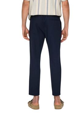 Pantalon Only and Sons Linus bleu marine pour homme.