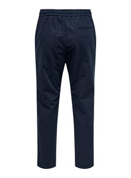 Pantalon Only and Sons Linus bleu marine pour homme.
