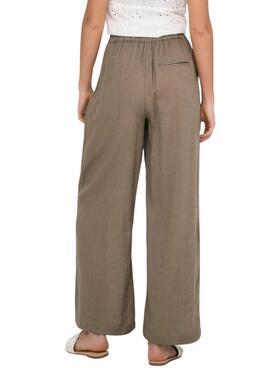 Pantalon en lin marron Only Tokyo pour femme