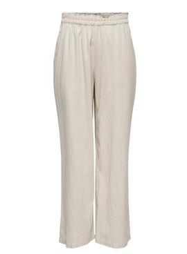 Pantalon Only Tokyo en lin beige pour femme