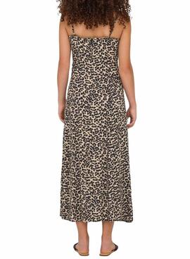 Robe Only Nelly léopard marron pour femme.