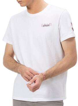   T-shirt El Pulpo Triplelogo blanc et rose pour homme