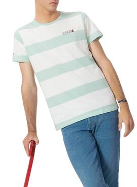 T-shirt El Pulpo Rayures turquoise et blanc pour homme