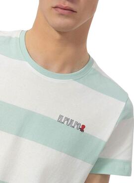 T-shirt El Pulpo Rayures turquoise et blanc pour homme
