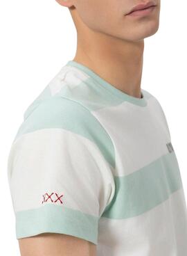 T-shirt El Pulpo Rayures turquoise et blanc pour homme