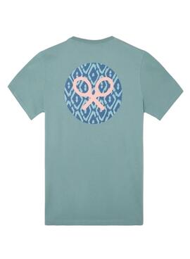 T-shirt Silbon à losanges turquoise pour homme