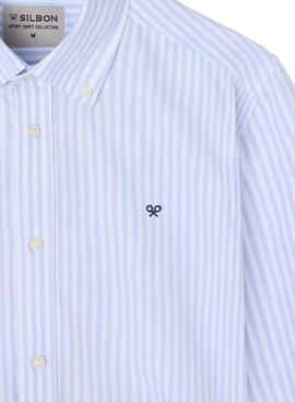 Chemise Silbon Oxford bleue et blanche pour homme