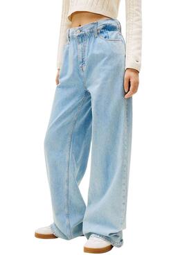 Pantalon en jean Tommy Jeans Paperbag bleu pour femme
