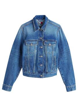 Veste en jean Tommy Jeans Trucker bleue pour femme.