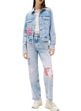 Veste en jean Tommy Jeans Classic Trucker bleue pour femme.