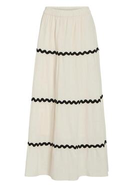 Jupe Vila Manda beige pour femme