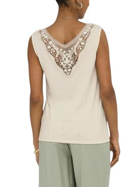   T-shirt Only Freda beige pour femme