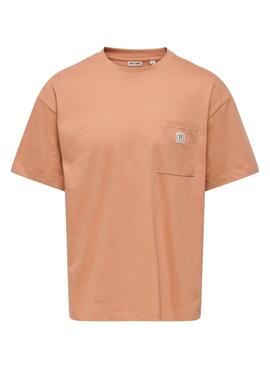 T-shirt Only and Sons King Loose orange pour homme