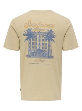 T-shirt Only and Sons Manuel Resort beige pour homme