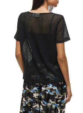 T-shirt Vila Mine noir pour femme.