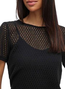 T-shirt Vila Mine noir pour femme.
