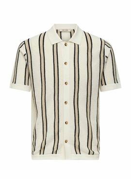 Chemise Only and Sons Gabriel beige à rayures pour homme