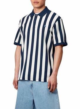 Polo Carhartt Boyton bleu et blanc pour homme
