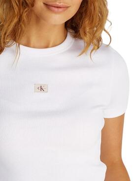 Maillot Calvin Klein Jeans Rib blanc pour femme
