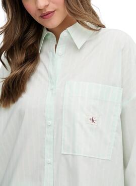Chemise Calvin Klein Jeans Summer Poplin turquoise pour femme