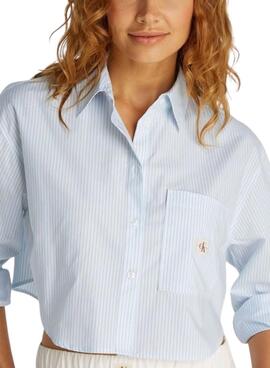 Chemise Calvin Klein Jeans Cropped bleue pour femme