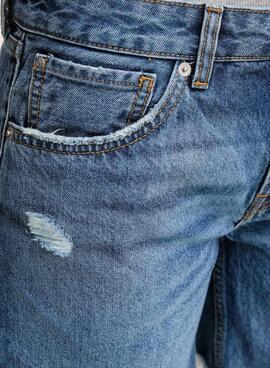 Bermudas Pepe Jeans en denim oscuro desgastado para mujer.