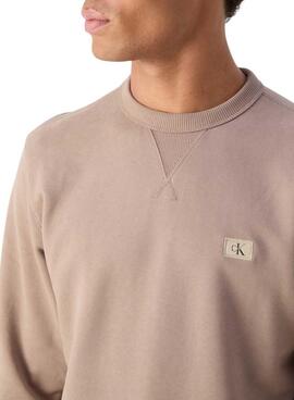 Sweatshirt Calvin Klein Label marron pour homme
