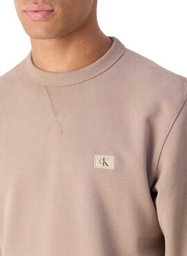 Sweatshirt Calvin Klein Label marron pour homme