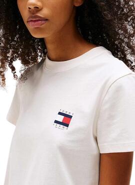 T-shirt Tommy Jeans Flag blanc pour femme