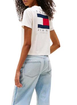 T-shirt Tommy Jeans Flag blanc pour femme
