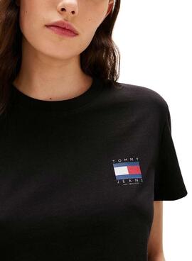 T-shirt Tommy Jeans Flag noir pour femme