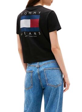 T-shirt Tommy Jeans Flag noir pour femme