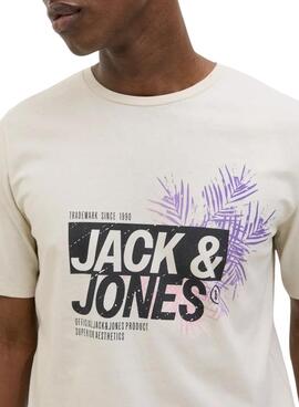 T-shirt Jack and Jones Jaxon beige pour homme