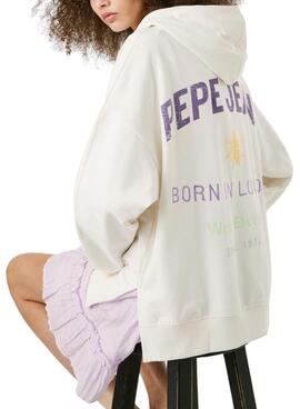 Sweatshirt Pepe Jeans Angy blanc pour femme