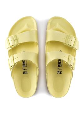 Sandales Birkenstock Arizona Eva Popcorn jaune pour femme.