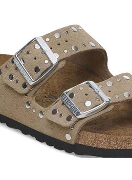 Sandales Birkenstock Arizona Rivet beige pour femme